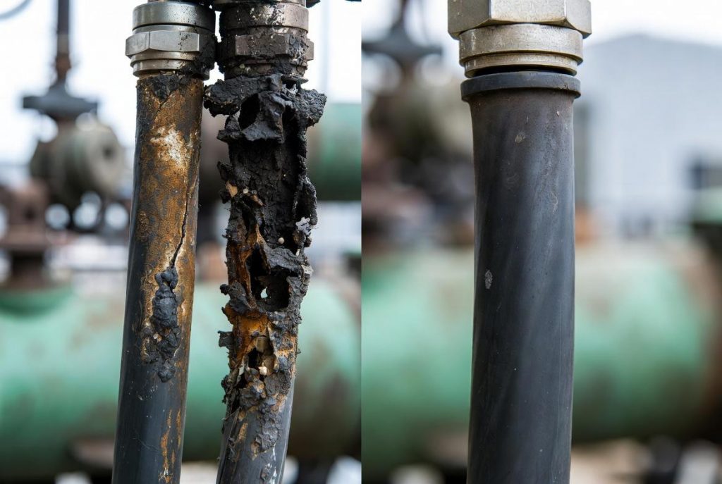  局部放电对高压绝缘材料造成的长期腐蚀对比。